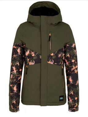 O’Neill Girls Olive Green/Coral Ski Jacket